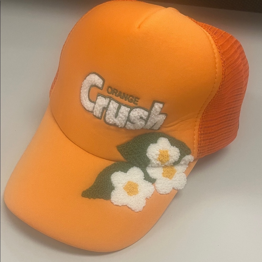 Orange Crush Women's Floral trucker baseball Cap
